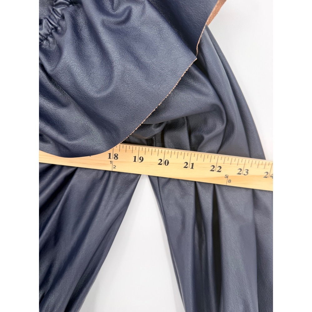 Ramy Brook Mercer Dress XL Navy Faux Leather Smocked Mini Night Out Edgy Chic - Picture 8 of 9